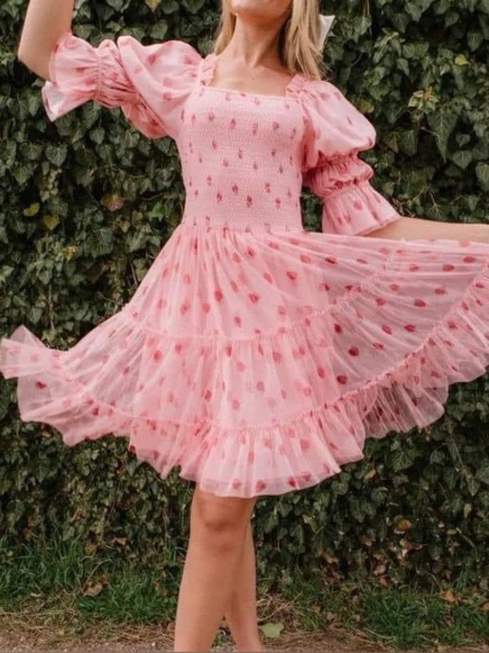 Ivy City Co Strawberry Fields Pink Tulle Dress Size Small